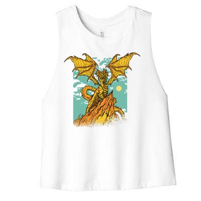 Powerful Dragon Creature Women's Racerback Cropped Tank