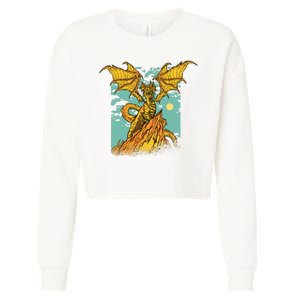 Powerful Dragon Creature Cropped Pullover Crew