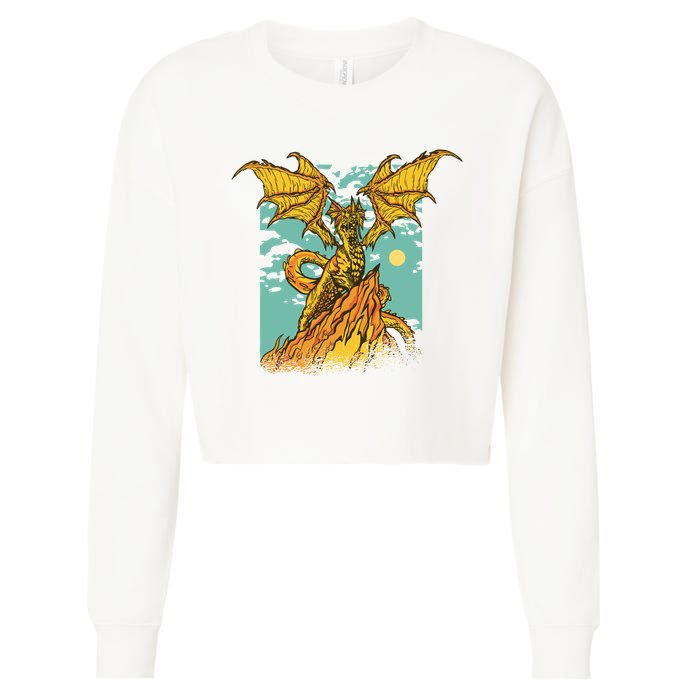Powerful Dragon Creature Cropped Pullover Crew