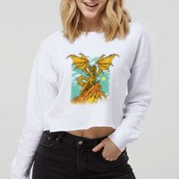 Powerful Dragon Creature Cropped Pullover Crew