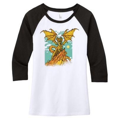 Powerful Dragon Creature Women's Tri-Blend 3/4-Sleeve Raglan Shirt