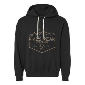 Pikes Peak 14115 Ft. Colorado Mountains Garment-Dyed Fleece Hoodie