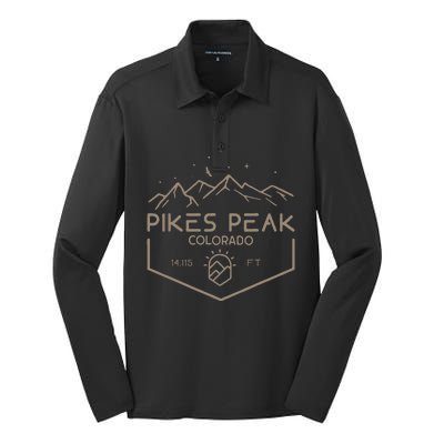 Pikes Peak 14115 Ft. Colorado Mountains Silk Touch Performance Long Sleeve Polo