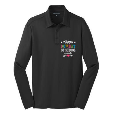 Para Paraprofessional 100th Day Of School 100 Days Smarter Cute Gift Silk Touch Performance Long Sleeve Polo