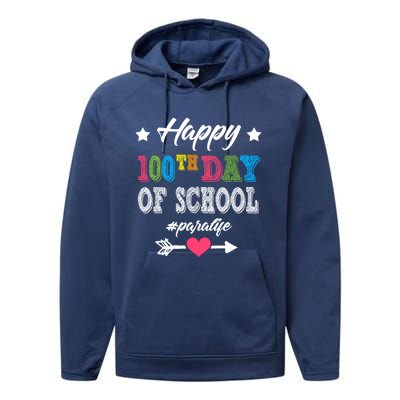 Para Paraprofessional 100th Day Of School 100 Days Smarter Cute Gift Performance Fleece Hoodie