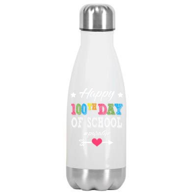 Para Paraprofessional 100th Day Of School 100 Days Smarter Cute Gift Stainless Steel Insulated Water Bottle