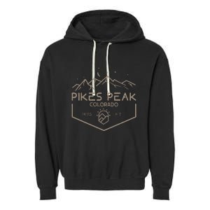 Pikes Peak 14115 Ft. Colorado Mountains Garment-Dyed Fleece Hoodie