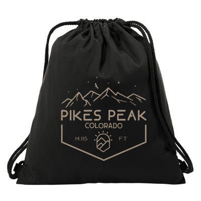 Pikes Peak 14115 Ft. Colorado Mountains Drawstring Bag