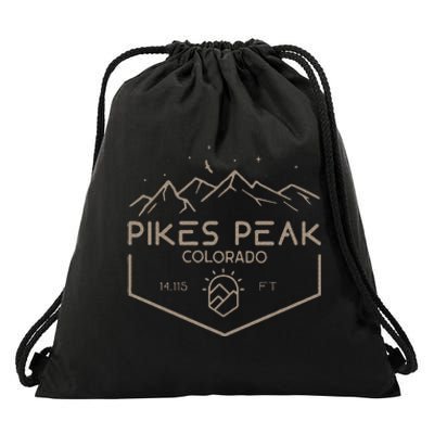 Pikes Peak 14115 Ft. Colorado Mountains Drawstring Bag