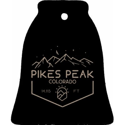 Pikes Peak 14115 Ft. Colorado Mountains Ceramic Bell Ornament