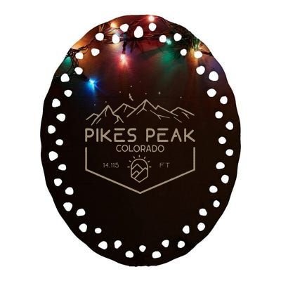 Pikes Peak 14115 Ft. Colorado Mountains Ceramic Oval Ornament