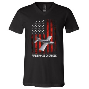 Piper Pa 28 Cherokee Plane Piper Pa 28 140 Flight Training V-Neck T-Shirt