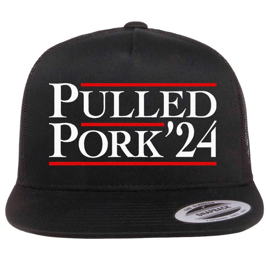 Pulled Pork 24 Funny Bbq Lover Political Slogan Humor Pun Flat Bill Trucker Hat