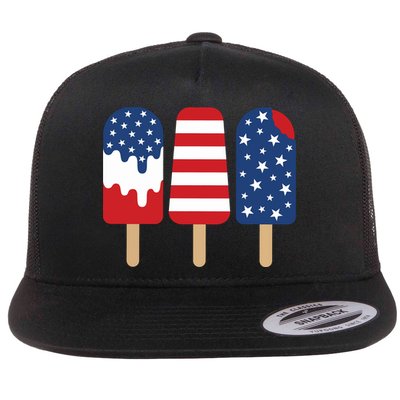 Patriotic Popsicle 4th Of July Family Flat Bill Trucker Hat