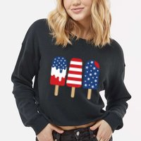 Patriotic Popsicle 4th Of July Family Cropped Pullover Crew