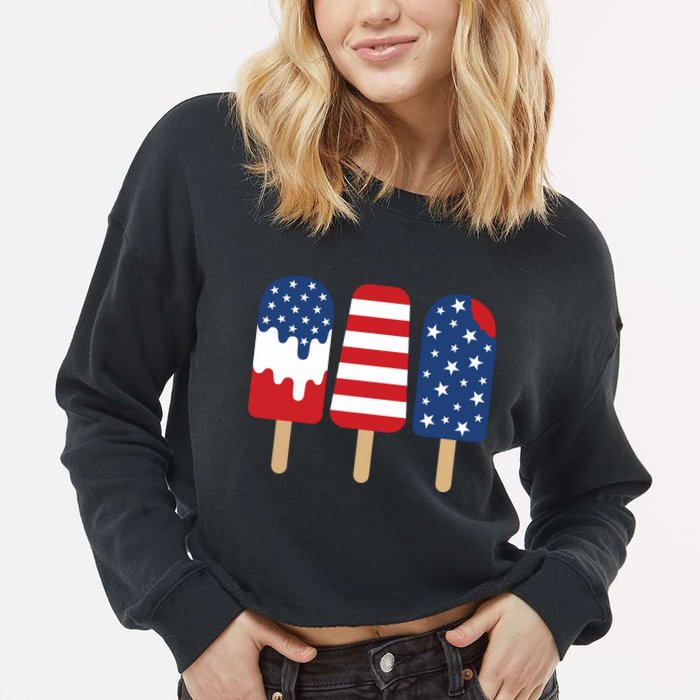 Patriotic Popsicle 4th Of July Family Cropped Pullover Crew