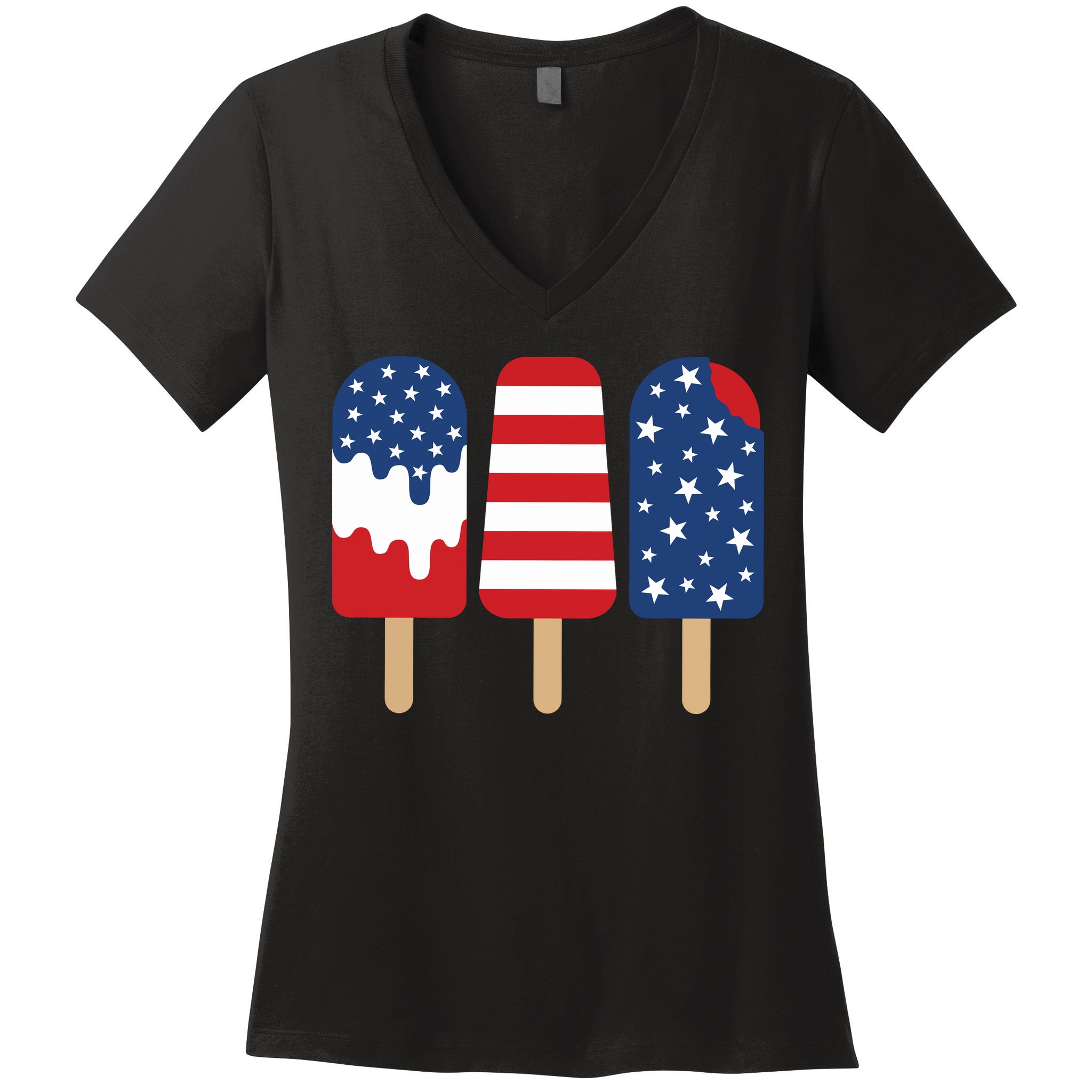 Patriotic Popsicle 4th Of July Family Women's V-Neck T-Shirt