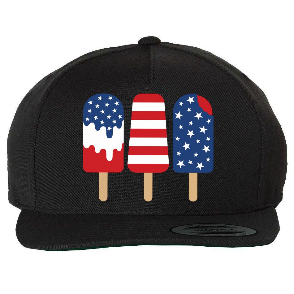 Patriotic Popsicle 4th Of July Family Wool Snapback Cap