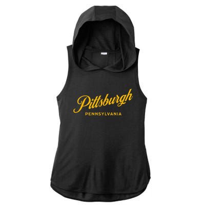 Pittsburgh Pennsylvania 412 Home Steel City Vintage Ladies PosiCharge Tri-Blend Wicking Draft Hoodie Tank