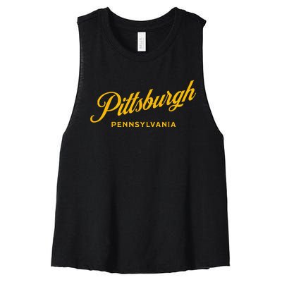 Pittsburgh Pennsylvania 412 Home Steel City Vintage Women's Racerback Cropped Tank