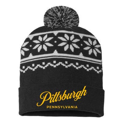 Pittsburgh Pennsylvania 412 Home Steel City Vintage USA-Made Snowflake Beanie