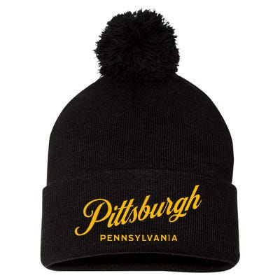 Pittsburgh Pennsylvania 412 Home Steel City Vintage Pom Pom 12in Knit Beanie