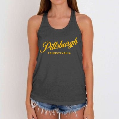 Pittsburgh Pennsylvania 412 Home Steel City Vintage Women's Knotted Racerback Tank