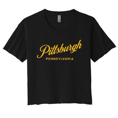 Pittsburgh Pennsylvania 412 Home Steel City Vintage Women's Crop Top Tee