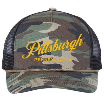 Pittsburgh Pennsylvania 412 Home Steel City Vintage Retro Rope Trucker Hat Cap