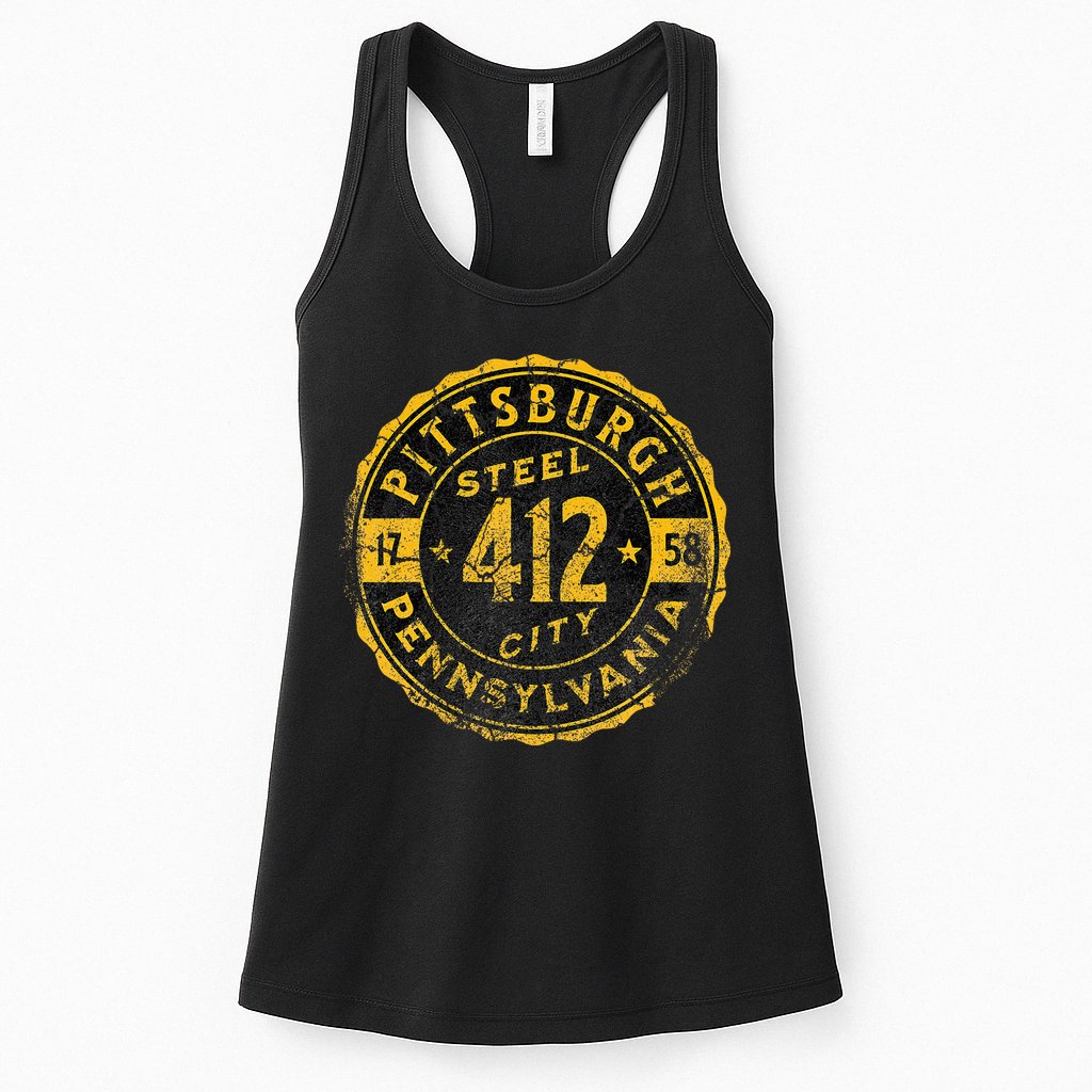 Pittsburgh Pennsylvania 412 Steel City Home Vintage Womens Tank Top