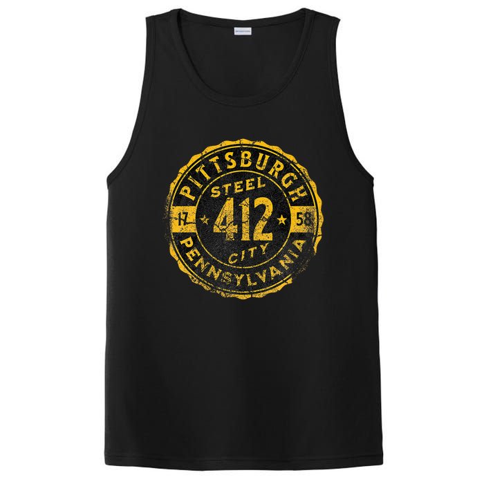 Pittsburgh Pennsylvania 412 Steel City Home Vintage PosiCharge Competitor Tank