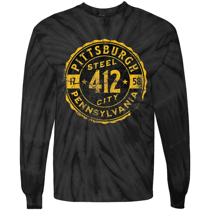 Pittsburgh Pennsylvania 412 Steel City Home Vintage Tie-Dye Long Sleeve Shirt