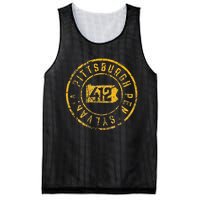 Pittsburgh Pennsylvania 412 Map Steel City Home Vintage Mesh Reversible Basketball Jersey Tank