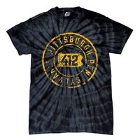 Pittsburgh Pennsylvania 412 Map Steel City Home Vintage Tie-Dye T-Shirt