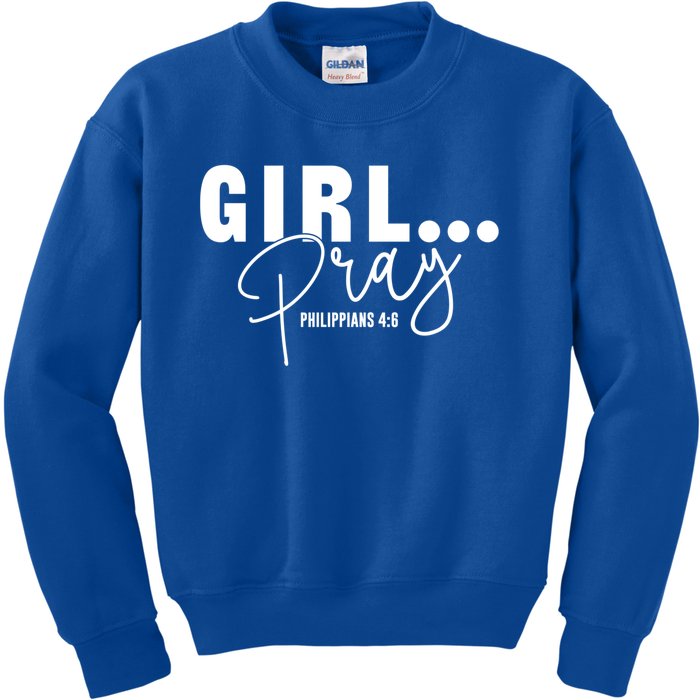 Pray Philippians 4:6 Inspirational Christian Design Great Gift Kids Sweatshirt