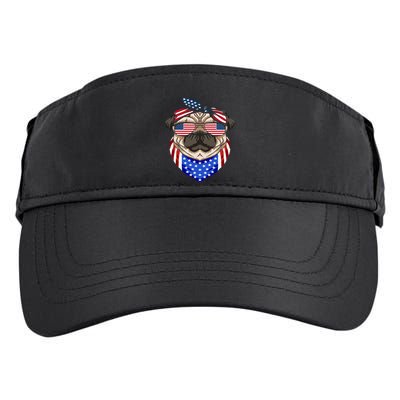 Patriotic Pug 4th Of July Cute Dog American Flag Sunglasses Adult Drive Performance Visor