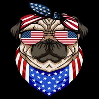 Patriotic Pug 4th Of July Cute Dog American Flag Sunglasses Drawstring Bag