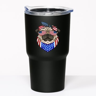 Patriotic Pug 4th Of July Cute Dog American Flag Sunglasses Tumbler