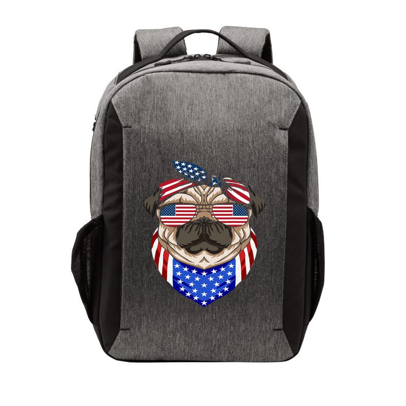 Patriotic Pug 4th Of July Cute Dog American Flag Sunglasses Vector Backpack