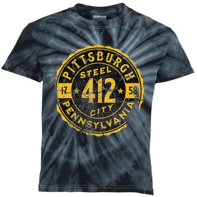 Pittsburgh Pennsylvania 412 Sl City Home Vintage Kids Tie-Dye T-Shirt