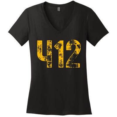 Pittsburgh Pennsylvania 412 Sl City Home Pride Women's V-Neck T-Shirt