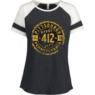 Pittsburgh Pennsylvania 412 Steel City Home Enza Ladies Jersey Colorblock Tee