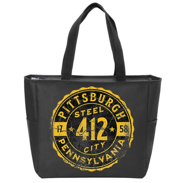 Pittsburgh Pennsylvania 412 Steel City Home Vintage Zip Tote Bag
