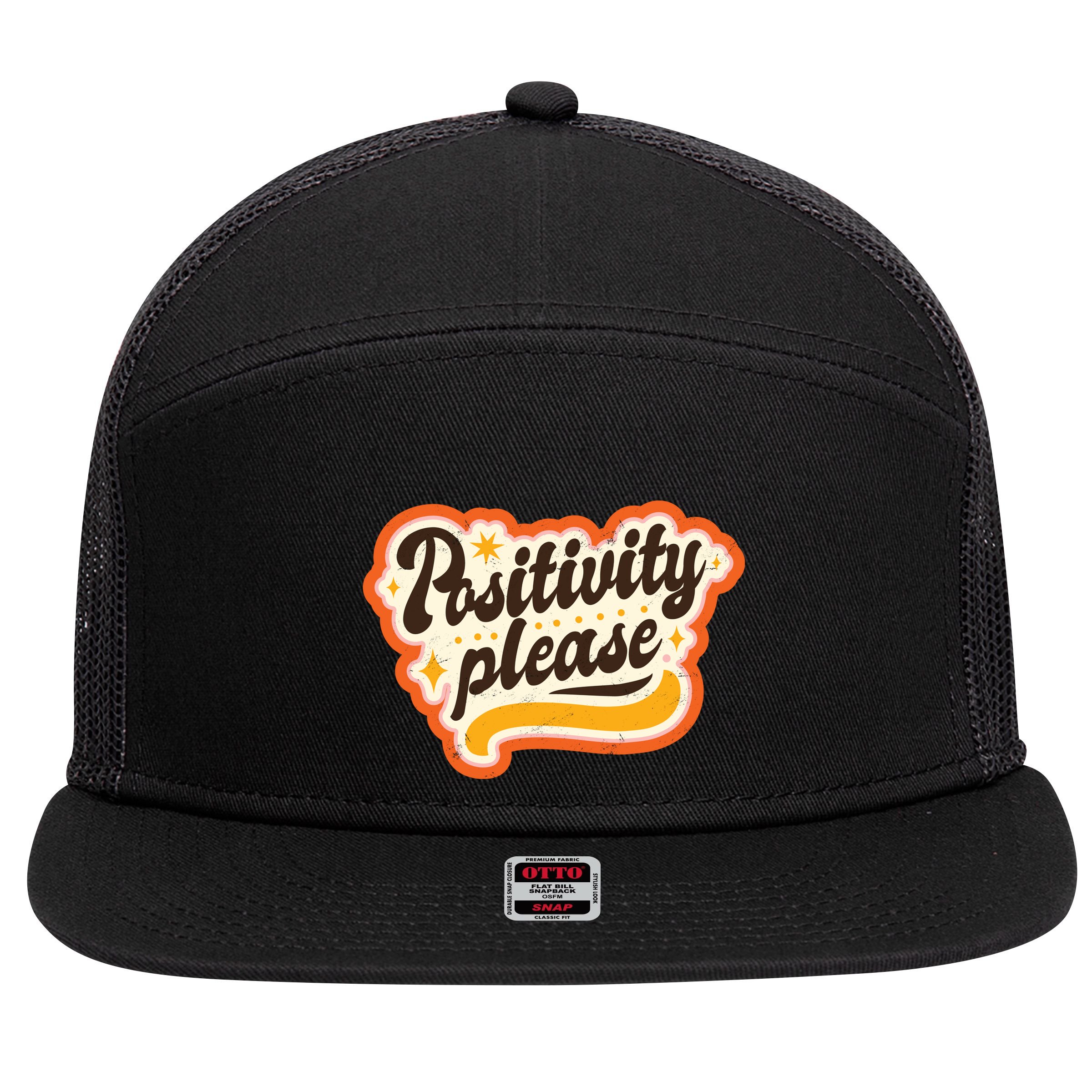 Positivity Please 7 Panel Mesh Trucker Snapback Hat
