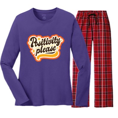 Positivity Please Women's Long Sleeve Flannel Pajama Set 