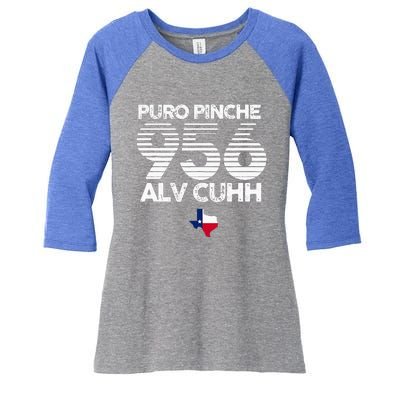 Puro Pinche 956 Alv Cuhh Texas Women's Tri-Blend 3/4-Sleeve Raglan Shirt