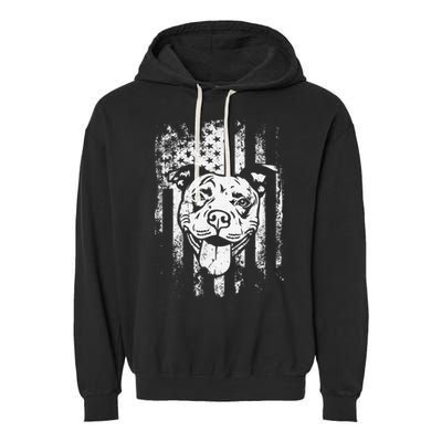 Patriotic Pitbull American Flag Dog Lover Garment-Dyed Fleece Hoodie