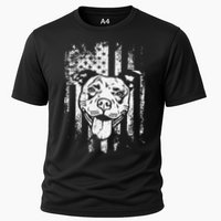 Patriotic Pitbull American Flag Dog Lover Cooling Performance Crew T-Shirt
