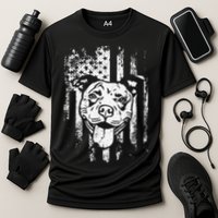 Patriotic Pitbull American Flag Dog Lover Cooling Performance Crew T-Shirt