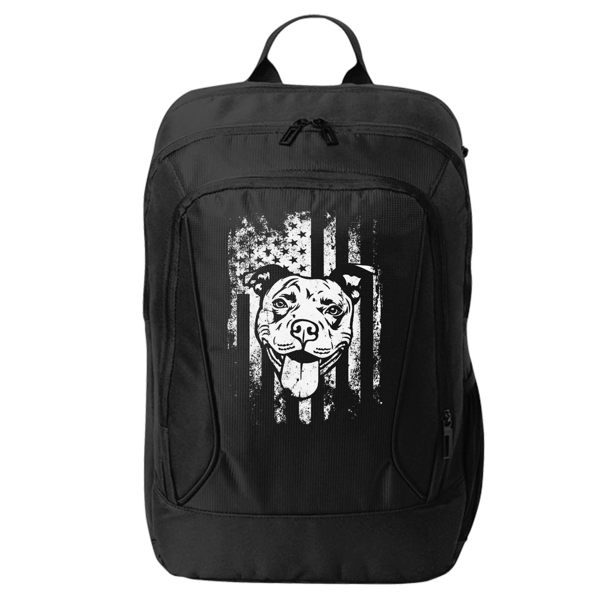 Patriotic Pitbull American Flag Dog Lover City Backpack